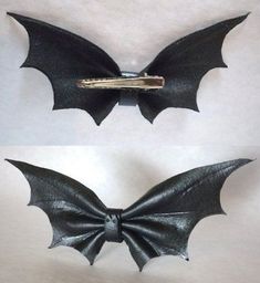 two different angles of a bat shaped hair clip