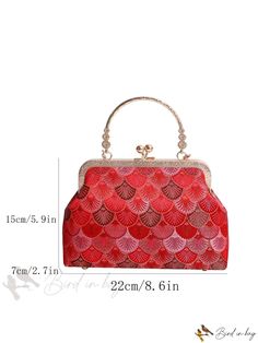 Bird in Bag - Chinese Style Handbag, Canvas Pattern Clutch Purse, Hanfu & Cheongam Accessories Bag Red Shoulder Satchel Bag, Red Handheld Portable Shoulder Bag, Red Portable Handheld Shoulder Bag, Elegant Top Handle Bag Portable, Formal Portable Top Handle Bag, Large Capacity Handheld Evening Bag, Red Square Shoulder Bag, Formal Top Handle Bag, Red Large Capacity Party Bags