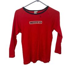 Nwot Tommy Hilfiger Tommy’s Girl Vintage Long Sleeve Logo Red Tee Size S/M Y2k Size Medium, But Could Easily Fit A Small As Well Y2k Red Graphic Print Top, Tommy Hilfiger Long Sleeve Streetwear Tops, Red Y2k Top For Streetwear, Red Y2k Streetwear Top, Red Y2k Cotton T-shirt, Red Y2k Style Cotton T-shirt, Tommy Hilfiger Long Sleeve Casual T-shirt, Casual Long Sleeve Tommy Hilfiger T-shirt, 90s Style Long Sleeve Cotton Tops