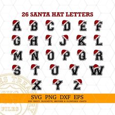 santa hat letters and numbers for svg, png, dxf eps