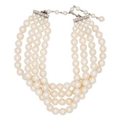 Product Descriptions: Pearls are a woman's best friend. Check out our 4 rows of white shell pearls. This stunning chocker neckline has silver and crystal bar ends with an adjustable extender. As seen in Love Magazine/Spring-Summer 2017 ﻿Style Number: ﻿5722N4 Choker Pearl Necklace, White Necklaces, Necklace Seashell, Pearl Trend, Choker Pearl, Shell Jewellery, Shell Choker, Seashell Jewelry, White Pearl Necklace