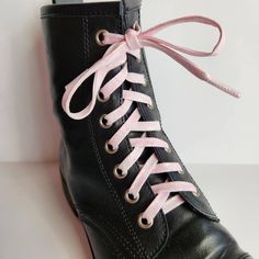 Don't settle for boring shoes!  Spice up your favorite sneakers or boots with our pretty princess pink shoelaces. Each set of laces is durable and lightweight. You'll be on cloud nine when you lace up in a pair of these laces. *Light pink shoelaces with frosting. Purchase is for 1 pair (2) of thin shoelaces. Laces measure approx. 40 inches. Each pair of shoelaces are handmade in a smoke-free and pet-free studio.  Not mass produced.  As soon as your purchase is made, your laces will be packaged up and sent out to you.  Need custom laces? Find the custom laces listing or message me. I would love to create something for you. https://www.etsy.com/listing/1155383793/ Get back to my shop, lilfoxdesign.etsy.com Ribbon Laces Boots, Cool Shoelaces, Lace Shoelaces, Ribbon Shoe Laces, Pink Shoelaces, Shoe Lacing, How To Lace Converse, On Cloud Nine, Pretty Princess