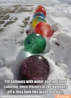 an image of some balls in the snow with caption for facebook post on them