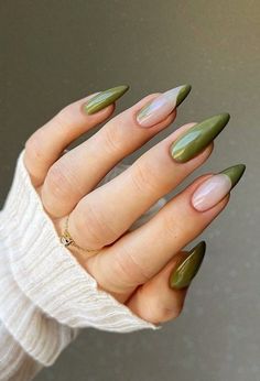 Do you want inspiration for olive green nail designs? Check out this list of gorgeous olive green nails to try for your next manicure! Olive Nails, Green Acrylic Nails, Green Nail Art, November Nails, Green Nail Designs, Green Nail, Casual Nails, Autumn Nails, Fall Nail Designs