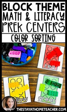 the block theme math and library prek center color sorting game for kids to play with