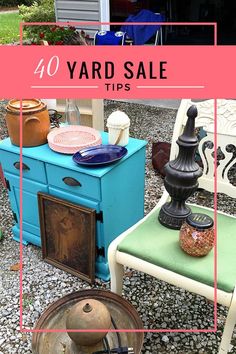 yard sale tips with chairs and other items