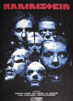 a movie poster with the words, person and two men in front of them on a black background