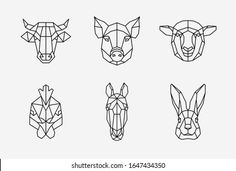 the head of animals made from geometric lines