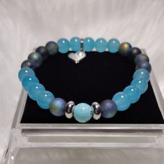 aquafina Bracelet with Glass Beads, Agate Stone, Turquoise stone, and Stainless Steel Spacer. Wrist Wear, Glass Beaded Bracelets, Agate Stone, Turquoise Stone, Bracelet Set, Bracelets For Men, Glass Beads, Agate, Beaded Bracelets