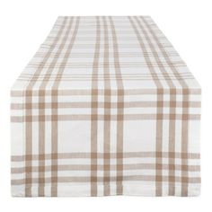 a brown and white checkered table cloth