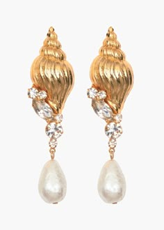 gold Heart Of The Sea, Baroque Jewelry, Glass Drop Earrings, Pearl Accessories, Jennifer Behr, Fashion Shoots, Baroque Pearl Earrings, Statement Earring