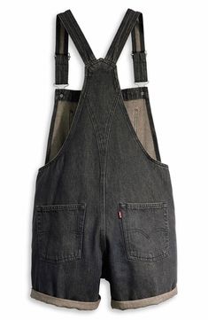 Light fading and whiskering lend a vintage-inspired feel to these structural shortalls made of nonstretch denim. 5" inseam; 12 1/2" leg opening; 10 1/4" front rise; 15" back rise Square neck Adjustable buckle straps; side button closures Front scoop pockets; bib patch pocket; back patch pockets 100% cotton Machine wash, tumble dry Imported Dark Wash Relaxed Fit Shortalls With Pockets, Relaxed Fit Dark Wash Shortalls With Pockets, Levi's Shortalls With Pockets For Summer, Levi's Casual Shortalls With Pockets, Levi's Summer Shortalls With Pockets, Levi's Denim Jumpsuit With Pockets, Levi's Overalls With Pockets, Levi's Denim Overall Jumpsuit With Pockets, Levi's Denim Shortalls With Pockets