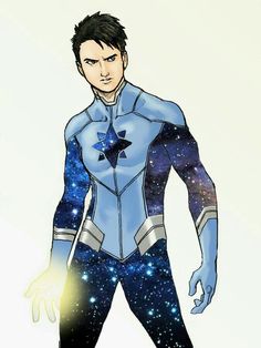 an image of a man in space with stars on his body