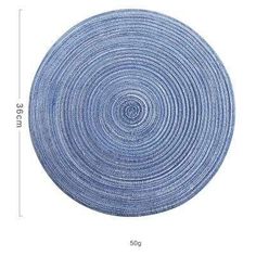 a round blue rug on a white background with an image of the inside of it