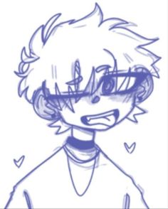 a drawing of a boy with glasses on his face