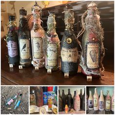 several different bottles with writing on them