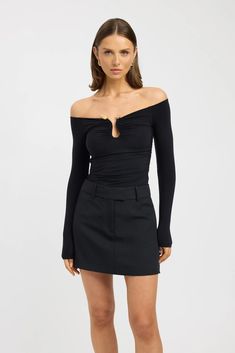 Tayla Trim Long Sleeve Top – USA KOOKAÏ Trim Top, Beaded Trim, New Arrival Dress, Jacket Sale, Long Sleeve Top, Dresses For Sale, Off The Shoulder, Bodice, Long Sleeve Tops