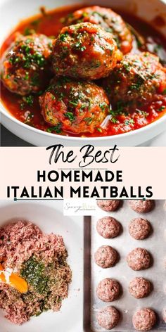 the best homemade italian meatballs are in this collage and it's easy to make