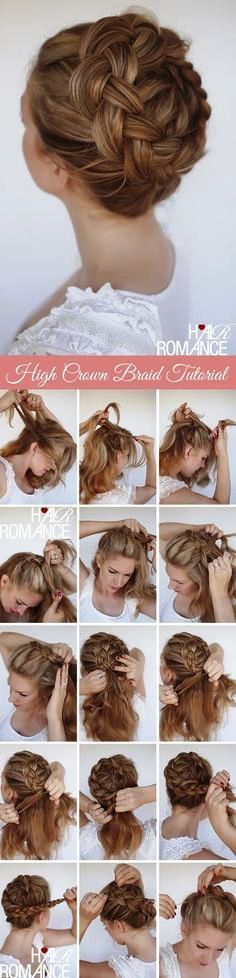 High Crown Braid Tutorial Hair Braid Crown Tutorial, Braid Crown Tutorial, Braided Crown Hairstyles, Braided Hair Tutorial, Fishtail Braid, Crown Braid, Updo Hairstyles, Crown Hairstyles