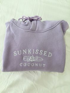 SUNKISSEDCOCONUT EMBROIDER HOODIE - Sunkissedcoconut Cute Purple Hoodie, Lavender Hoodie Outfit, Cute Hoodies Aesthetic, Amazon Hoodies, Summer Hoodies, Luxury Paints, Hoodies Aesthetic, Vans Converse, Aesthetic Hoodie