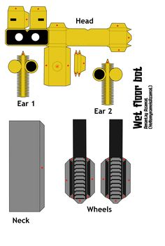 the instructions for how to make a paper robot that looks like it has wheels and head