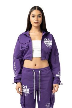 New York Streetwear, Muted Purple, Outfit Streetwear, Purple Outfits, Cargo Pocket, Straight Pants, Utility Jacket, Light Jacket, Screen Print