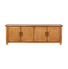 a wooden sideboard with three doors and two drawers