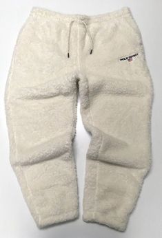 Polo Sport Ralph Lauren Polar Bear Sherpa US Flag Fleece Jogger Pants Sweatpants | eBay Cozy Fleece Bottoms For Winter, Winter Fleece Long Pants, Casual Winter Bottoms With Fleece Lining, Cozy White Bottoms With Pockets, Cozy White Pants For Winter, Cozy White Winter Pants, White Fleece Winter Bottoms, White Fleece Winter Pants, White Fleece Pants For Winter