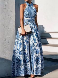 Maxi Dresses Design Moda, Maxi Dress Blue, Floral Sleeveless, Formal Evening Dresses, Printed Maxi Dress, Floral Maxi Dress