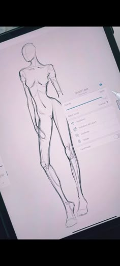 a drawing of a human figure is displayed on a tablet