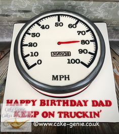 a birthday cake with a speedometer on it