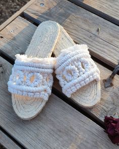 Macrame sandals made with GRS and OEKO-TEK certified recycled cotton. Macrame Sandals, Womens Espadrilles Wedges, Women's Espadrilles, Macrame Patterns, Espadrille Shoes, Espadrilles Wedges, Recycled Cotton, Sandal Espadrille, Women's Shoes Sandals