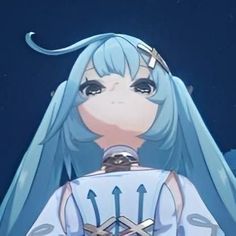 an anime character with blue hair and long white hair