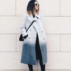 Gently Used Long Wool Coat Ombre Pattern, Light To Dark Gray Coat By Asos Collection. Wool-Rich Fabric Fully Lined Notch Lapels Double Breasted Button Fastening Side Pockets Oversized Fit - Falls Generously Over Dark Grey Coat, Gray Ombre, Ombre Pattern, Gray Coat, Grey Ombre, Long Wool Coat, Boiled Wool, Rich Fabric, Oversized Coat