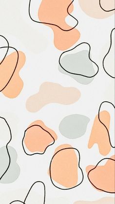 an abstract pattern with orange, green and blue shapes on a white wallpaper background