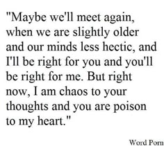 a poem that reads maybe we'll meet again, when we are slightly older and our minds less hectic