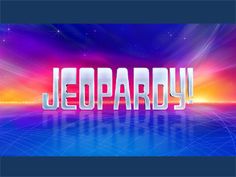 the word jeopardy is displayed in front of an abstract background