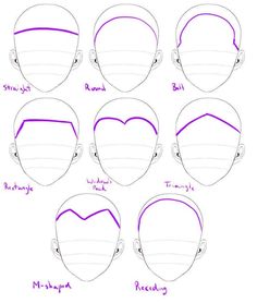 how to draw the face with different shapes and hair colors for kids, step by step