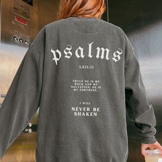 Our Psalms 62 design is our bestseller so we put it on a sweatshirt!  Comfort Colors® brand sweatshirt Unisex adult sizing Medium-heavy fabric Relaxed fit ⚡ ABOUT BLESSED APPAREL ⚡ ‣ Spread the Word of God to the world with our threads for Jesus. ‣ Unisex Christian Clothing ‣ All orders are made to order and prayed over, just for you! ‣ 10% of all profits go to children and families fighting poverty through Compassion. ‣ Be bold with your faith, you never know who it may impact eternally <3 ⚡ SI Psalms 62, Jesus Sweater, Christian Sweatshirts, Christian Sweaters, Christian Crewneck, Christian Hoodies, Comfort Colors Sweatshirt, Christian Sweatshirt, Xmas Sweater