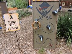 a pirate's hook and ring game in the yard