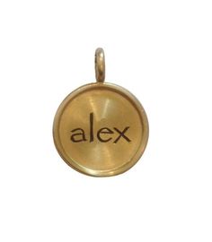 "This charm measures 5/8th\" in diameter and is made from recycled gold. It is hand engraved and can have up to 8 characters across the middle. Shown in papyrus font. Please message if you would like a different font. Shown in 14k yellow gold. Also available in white and rose gold. The Italian-made dog bone chain in photo 3 is additional. Allow two weeks for production. Rush orders can sometimes be accommodated. Free Shipping Priority mail shipping with insurance and tracking within USA. I Ship Different Fonts, Dog Bone, Everyday Luxuries, Recycled Gold, Hand Engraving, Priority Mail, Pocket Watch, Flask, Insurance