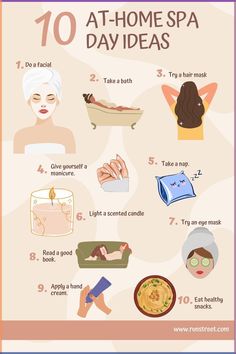 An at-home spa day is a perfect way to practice self-care if you’re on a budget or prefer to do your own beauty rituals. Spa Day Routine At Home, Tips To Take Care Of Yourself, Self Care Day Activities, Selfcare Day Ideas, Self Care Day List, Body Care At Home, Self Care Tips Beauty, Self Care Day At Home, How To Self Care Tips