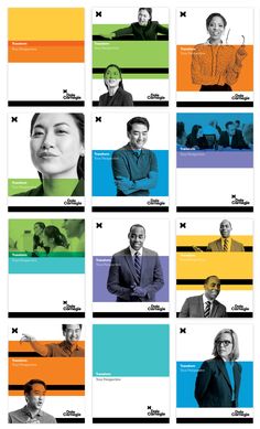 a series of photos showing people in suits and ties, all with different colored lines on them