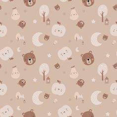 an animal themed wallpaper with bears and stars