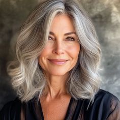 capecod8999 A pretty 60 year old woman with a Voluminous Lob c59c4637 b735 47de bcae 0c48b67352fd 1 Grey Bob, Short Layered Bob Hairstyles, Womens Haircuts Medium, Layered Bob Hairstyles, Stylish Haircuts, Women Over 50, Medium Hair Cuts, Older Women Hairstyles