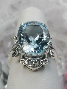 Natural Blue Topaz Ring, Solid Sterling Silver Filigree, Vampire Gothic Jewelry, Silver Embrace Jewelry Victorian Blue Topaz Ring, Antique Blue Topaz Ring With Intricate Design, Handmade Blue Topaz Ring, Handmade Elegant Blue Topaz Ring, Victorian Silver Topaz Ring In Sterling Silver, Victorian Blue Topaz Ring In Silver, Victorian Style Silver Ring With Blue Topaz, Victorian Sterling Silver Topaz Ring, Victorian Silver Blue Topaz Ring