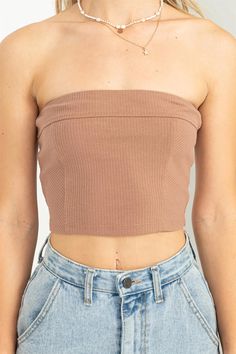 Ribbed strapless crop top. Form fitting. 54% COTTON 40% POLYESTER 6% RAYONMODEL IS 5' 5" TALL, 32" CHEST, 23" WAIST AND 35" HIPS AND WEARING A SIZE SMALL Lotus Jewelry, Strapless Crop Top, Cozy Knits, Bridal Collection, Sales Gifts, Jewelry Sales, Mocha, Bag Sale, Clothes For Sale