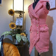 Perfect Condition. Size Small. Tweed Blazer, Blazer Dress, Pink Ladies, Colorful Dresses, Midi Dress, Blazer, Womens Dresses, Pink, Women Shopping