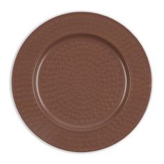 an empty brown plate on a white background