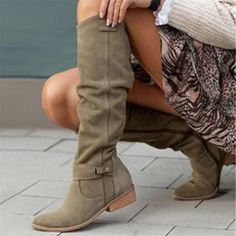 Category:Boots; Upper Materials:Faux Suede; Season:Winter,Fall; Heel Type:Block Heel; Gender:Women's; Size Suggestion:standard size, select your usual size; Toe Shape:Round Toe; Type:Knee High Boots; Style:Comfort,Casual; Heel Height(inch):1-2; Outsole Materials:Rubber; Occasion:Daily; Pattern:Solid Color; Listing Date:10/08/2023; Production mode:Self-produce; 2023 Trends:Plus Size,Slouchy Boots,Suede Shoes; Foot Length:; Foot Width:; Heel Height:Low Heel,Mid Heel Female Shoes, Low Heel Pumps, High Top Boots, Winter Shoes For Women, High Leather Boots, Point Shoes, Beige Shoes, Womens Knee High Boots, Pointed Toe Shoes